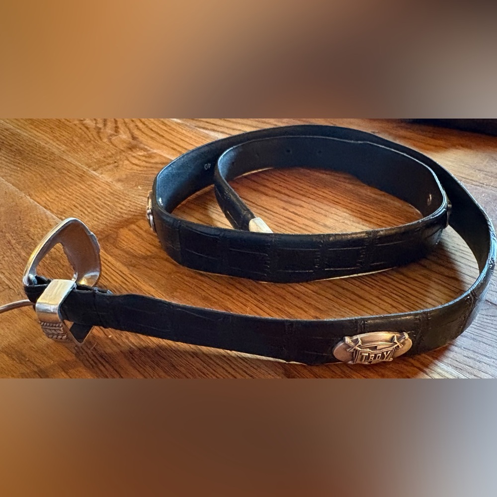 Ivan TROY Black Crocodile Embossed Leather  Belt, Size 40, EUC